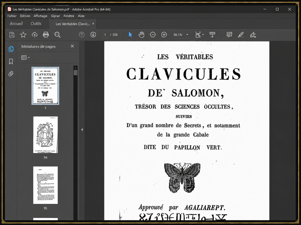 Ouvrage Les Clavicules de Salomon ouvert dans la Bibliothèque Occulte